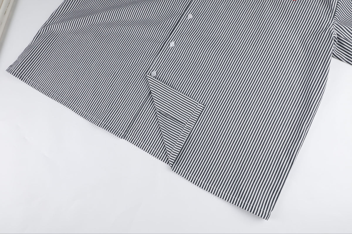 Pinstripe Hair Mechanic Smock - Black