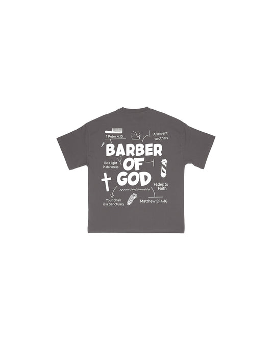 Barber Of God Tee - Vintage Grey/White