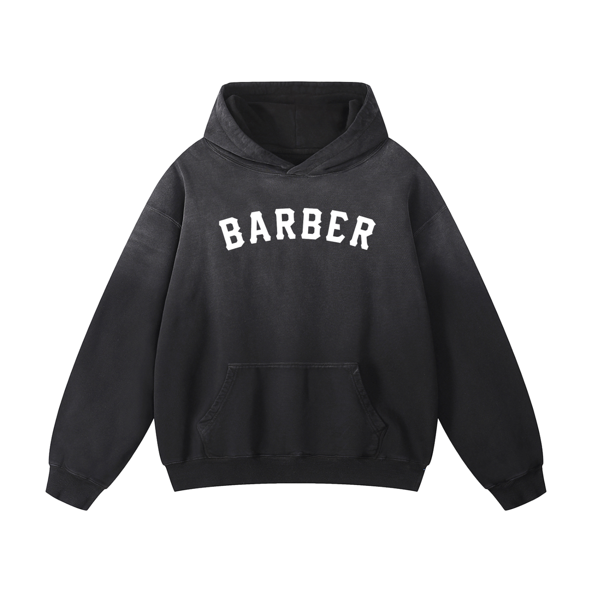 Sun Faded Barber Oversized Hoodie - Black